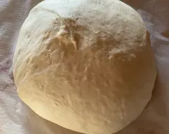 Step <p><span style="font-weight: normal;">Buscar en cookidoo la receta de la masa de pan básica y formar una bola, dejar reposar aproximadamente 1/2 hora . Cortar en 4 porciones para elaborar 4 pizzas.</span></p> illustration