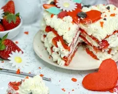 Step <p><span style="font-weight: normal;">Una vez frio con ayuda de una plantilla de corazón cortamos los corazones, a mi me salieron 4 para hacerlo pequeño (tamaño plato de postre) </span></p><p><span style="font-weight: normal;"><br></span></p> illustration