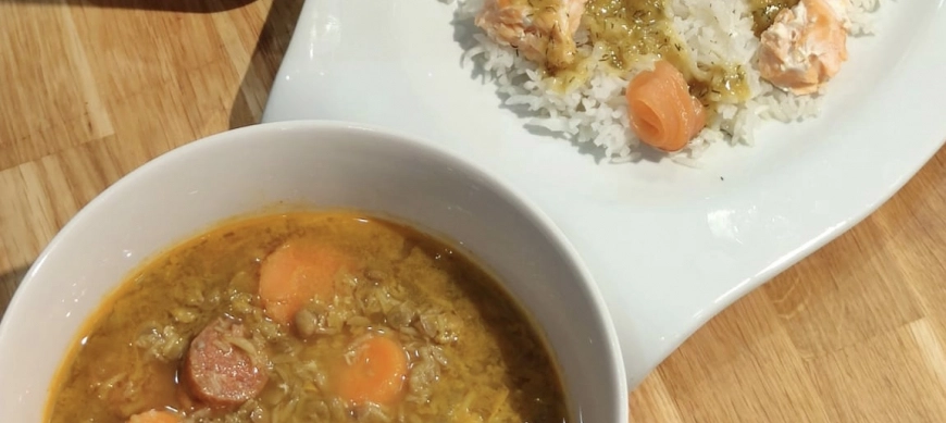 TUPPER O FIAMBRERA "LENTEJAS GUISADAS Y ENSALADA DE ARROZ"