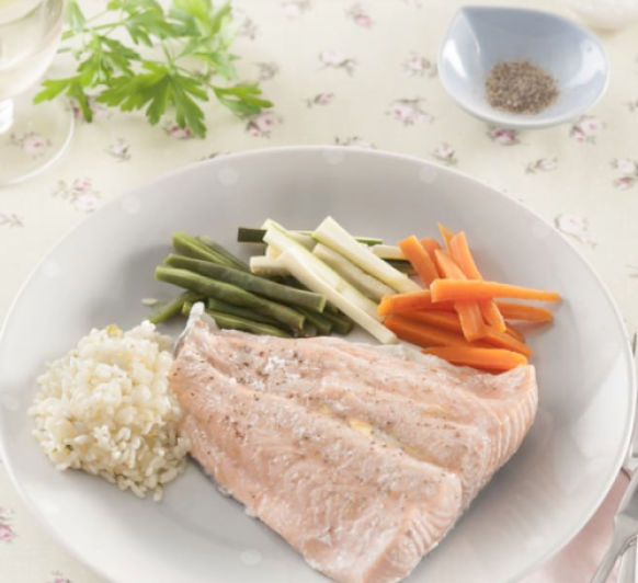 MENU: Crema de champiñones pescado con arroz y verdura