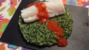 RISOTTO VERDE CON BACALAO